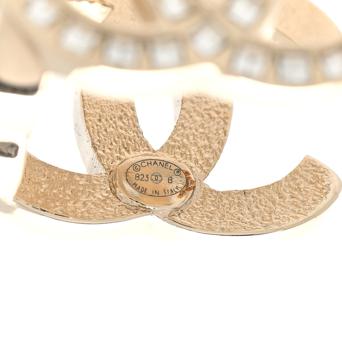 Chanel Crystal Baguette CC Hoop Earrings Gold 4 of 5
