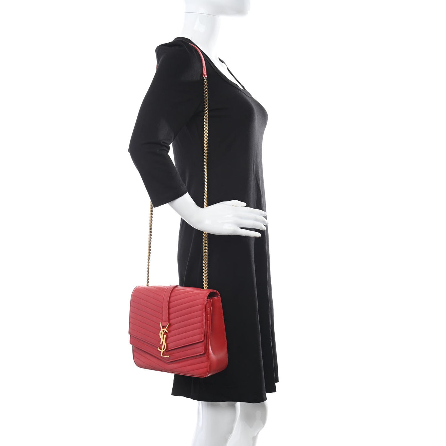 Lambskin Matelasse Chevron Monogram Medium Sulpice Bag Red