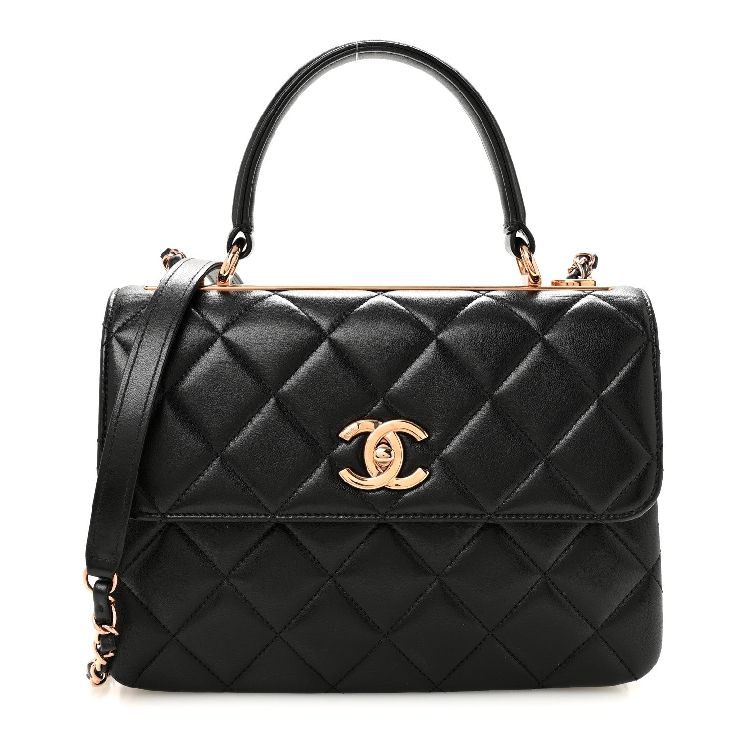Chanel Lambskin Quilted Small Trendy CC Dual Handle Flap Bag Black 1 of 12