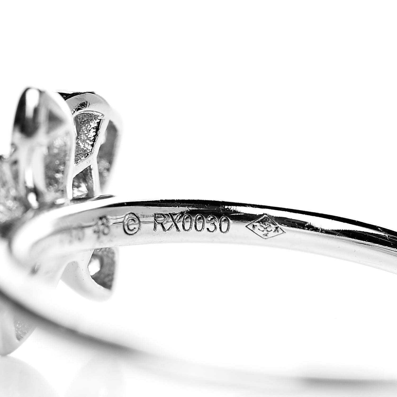 Cartier 18K White Gold Diamond Caresse D'Orchidees Par Ring 48 4.5 6 of 7