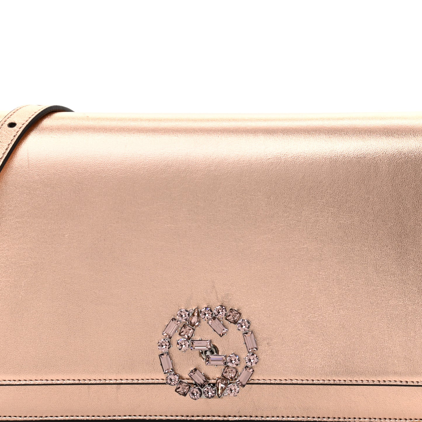 Metallic Nappa Crystal GG Broadway Shoulder Bag Pink