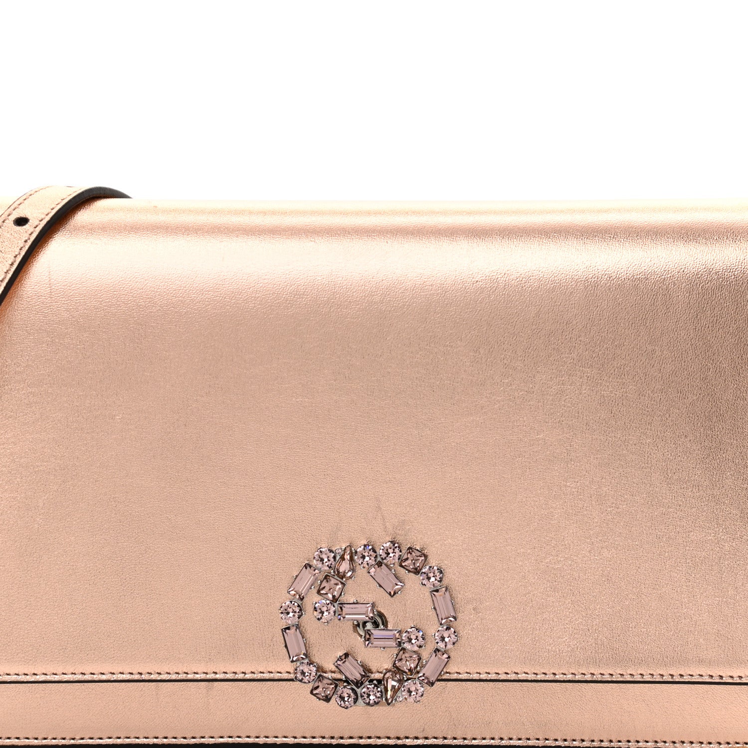 Gucci Metallic Nappa Crystal GG Broadway Shoulder Bag Pink 14 of 35