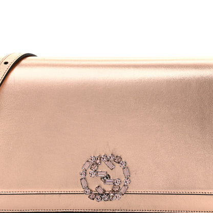 Gucci Metallic Nappa Crystal GG Broadway Shoulder Bag Pink 14 of 35
