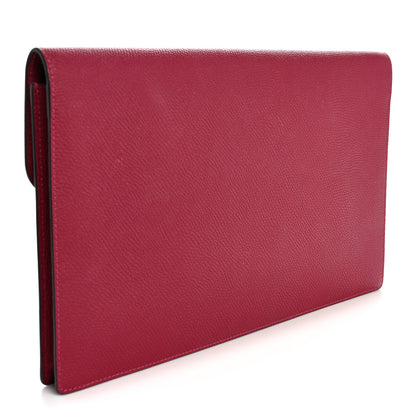 Valentino Garavani Grainy Calfskin Large Vlogo Clutch Raspberry 3 of 11