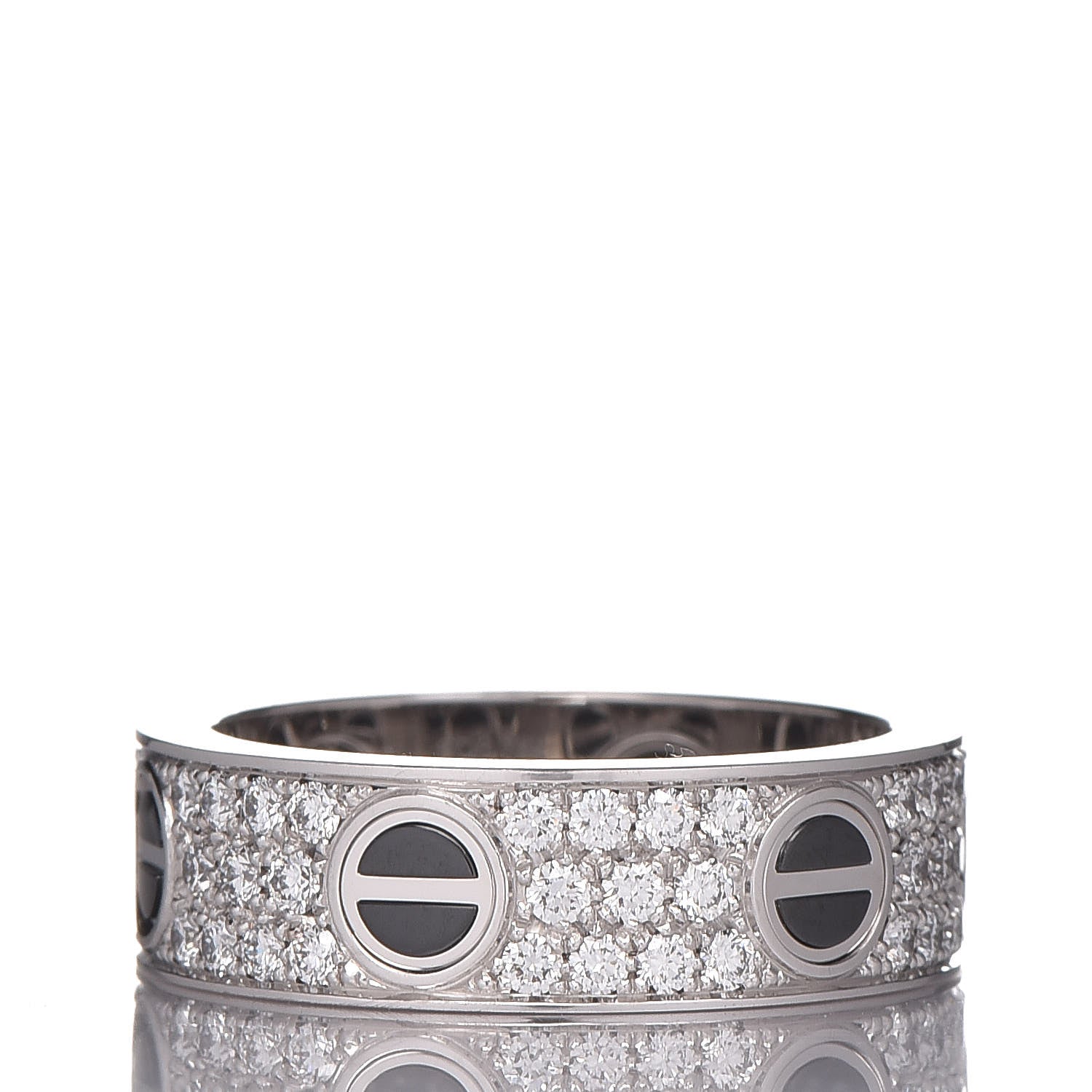 Cartier 18K White Gold Diamond Ceramic LOVE Paved Ring 57 8 3 of 7