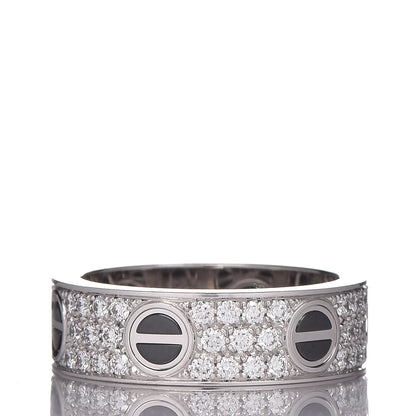 Cartier 18K White Gold Diamond Ceramic LOVE Paved Ring 57 8 3 of 7