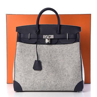 Hermes Togo Todoo Feutre HAC Birkin 40 Gris Clair Bleu Nuit 32 of 32