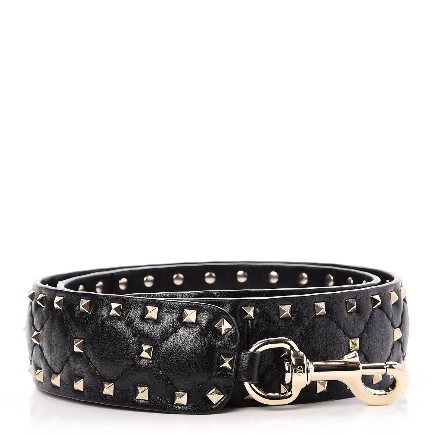 Lambskin Rockstud Spike Shoulder Strap Black