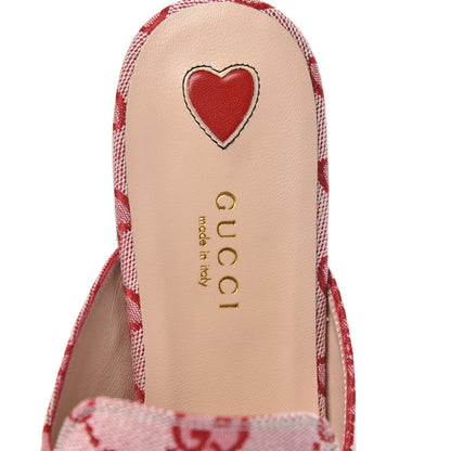 Gucci Canvas GG Monogram Horsebit Womens Princetown Slippers 37 Gardenia Hibiscus Red 6 of 9