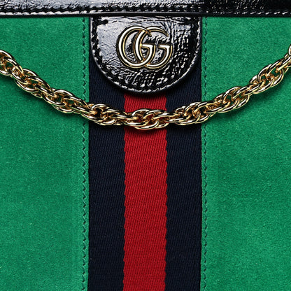 Gucci Suede Patent Web Medium Ophidia Chain Shoulder Bag New Shamarock Black 8 of 13