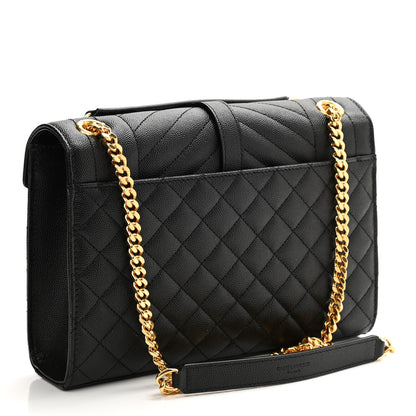 Saint Laurent Grain De Poudre Textured Mixed Matelasse Triquilt Medium Monogram Satchel Black 3 of 11