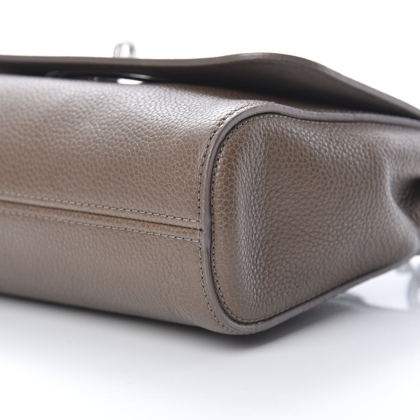 Glossy Goatskin Small Lily Flap Taupe
