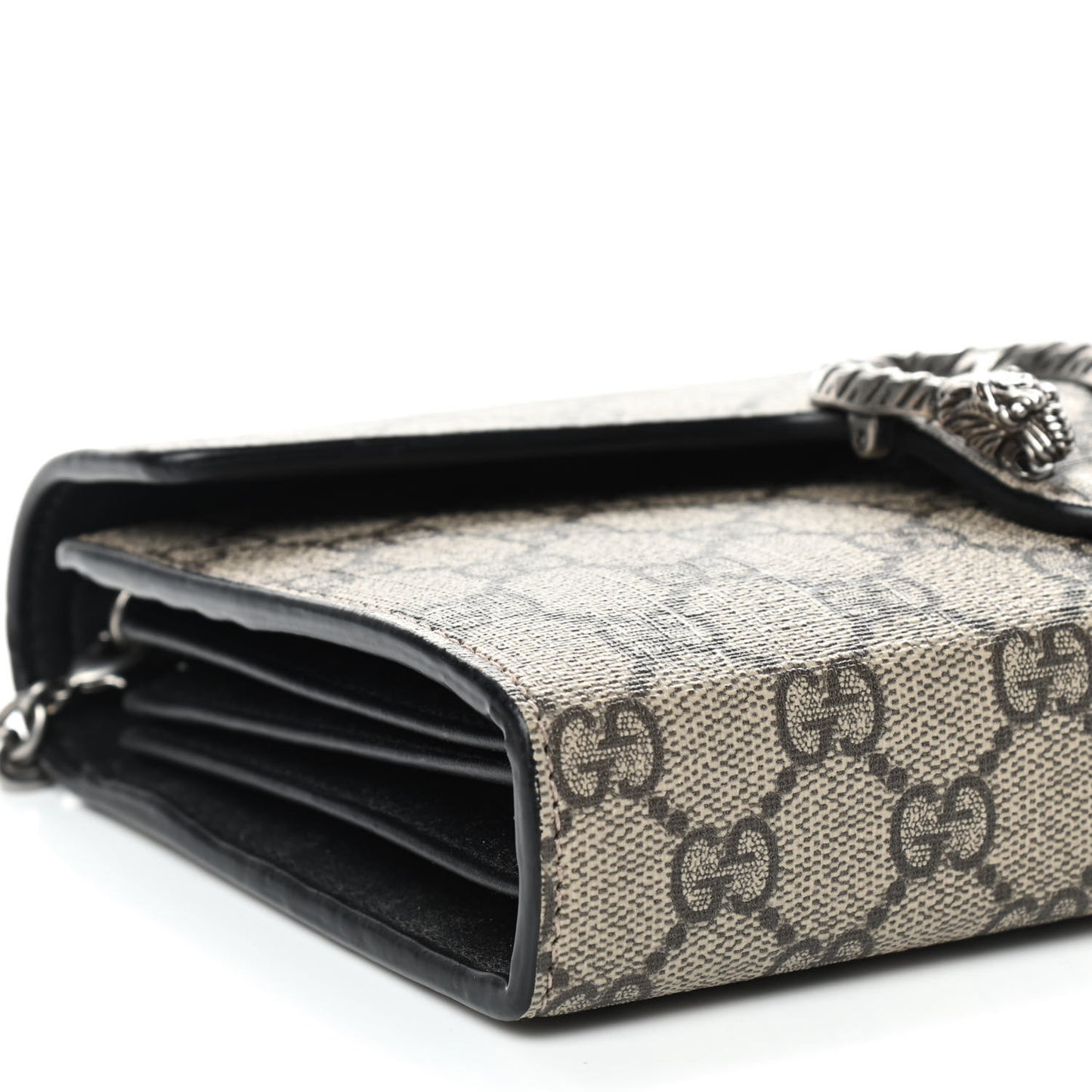 GG Supreme Monogram Mini Dionysus Chain Wallet Beige Black