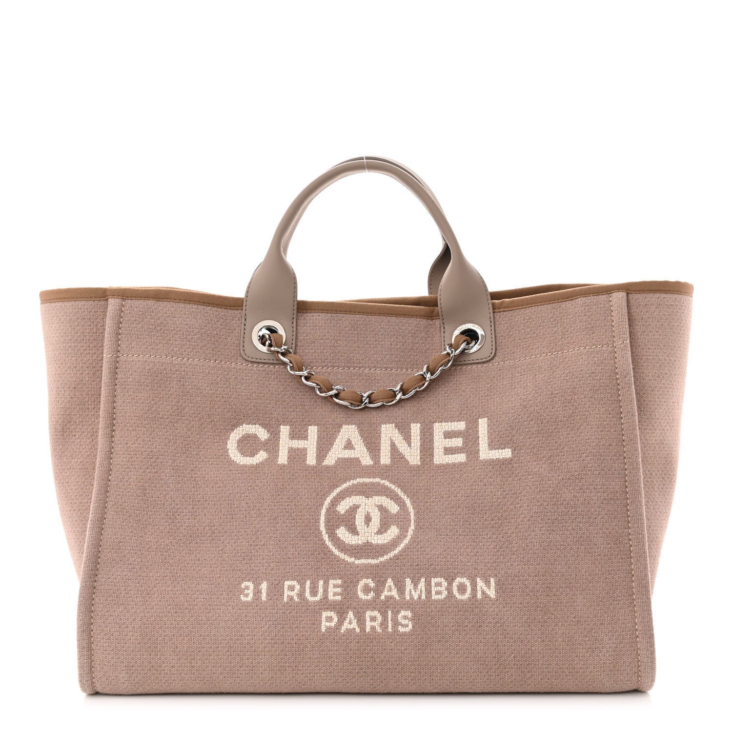 Chanel Canvas Large Deauville Tote Ecru 1 of 10