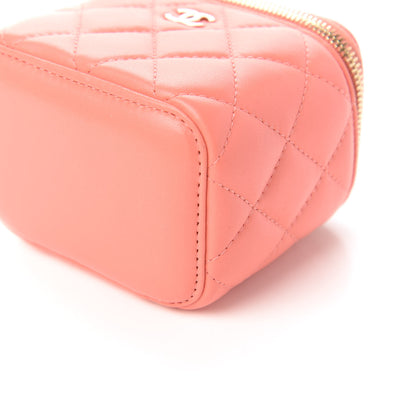 Chanel Lambskin Quilted Mini Vanity Case With Chain Coral 7 of 11