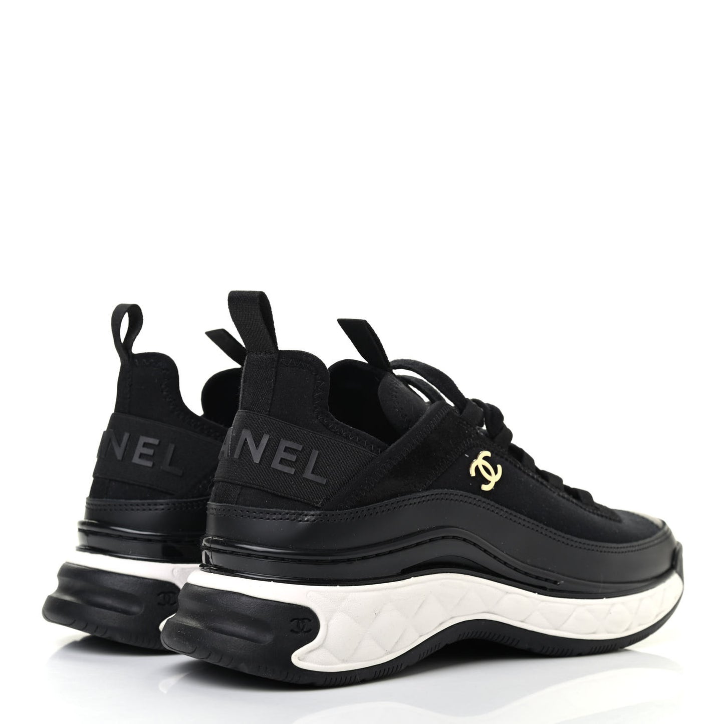 Velvet Calfskin Mixed Fibers CC Sneakers 38 Black
