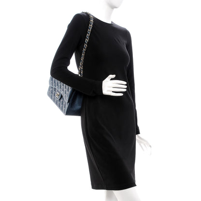 Chanel Metallic Caviar Quilted Jumbo Double Flap Dark Blue 3 of 9