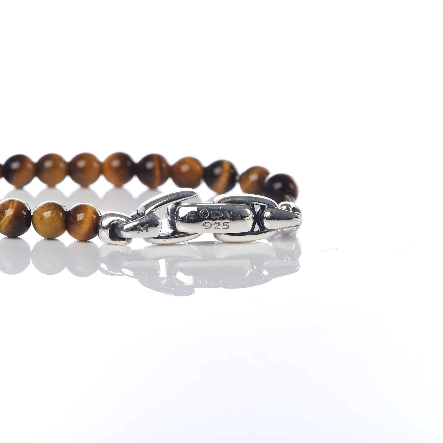 David Yurman Sterling Silver Tigers Eye Diamond Spiritual Bead Bracelet 4 of 5