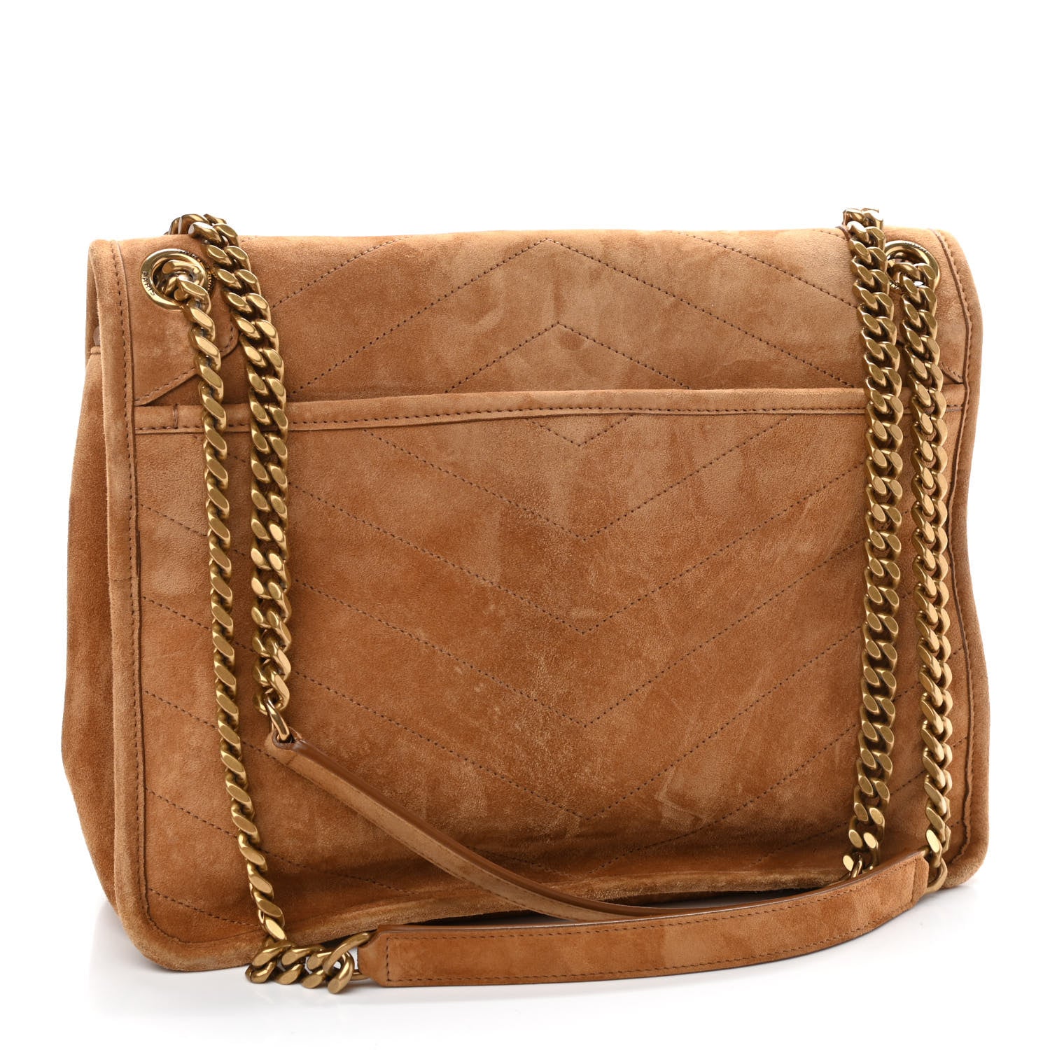 Saint Laurent Suede Monogram Medium Niki Chain Satchel Cinnamon 3 of 10