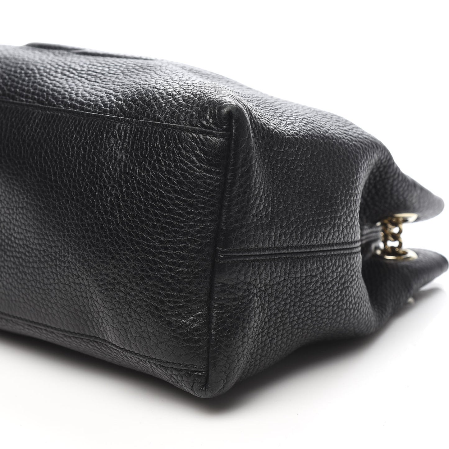 Pebbled Calfskin Medium Soho Chain Shoulder Bag Black