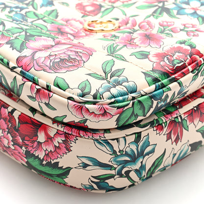 Gucci Calfskin Matelasse Diagonal Brit Roses Print Mini Interlocking G Heart Shoulder Bag White Multicolor 9 of 9