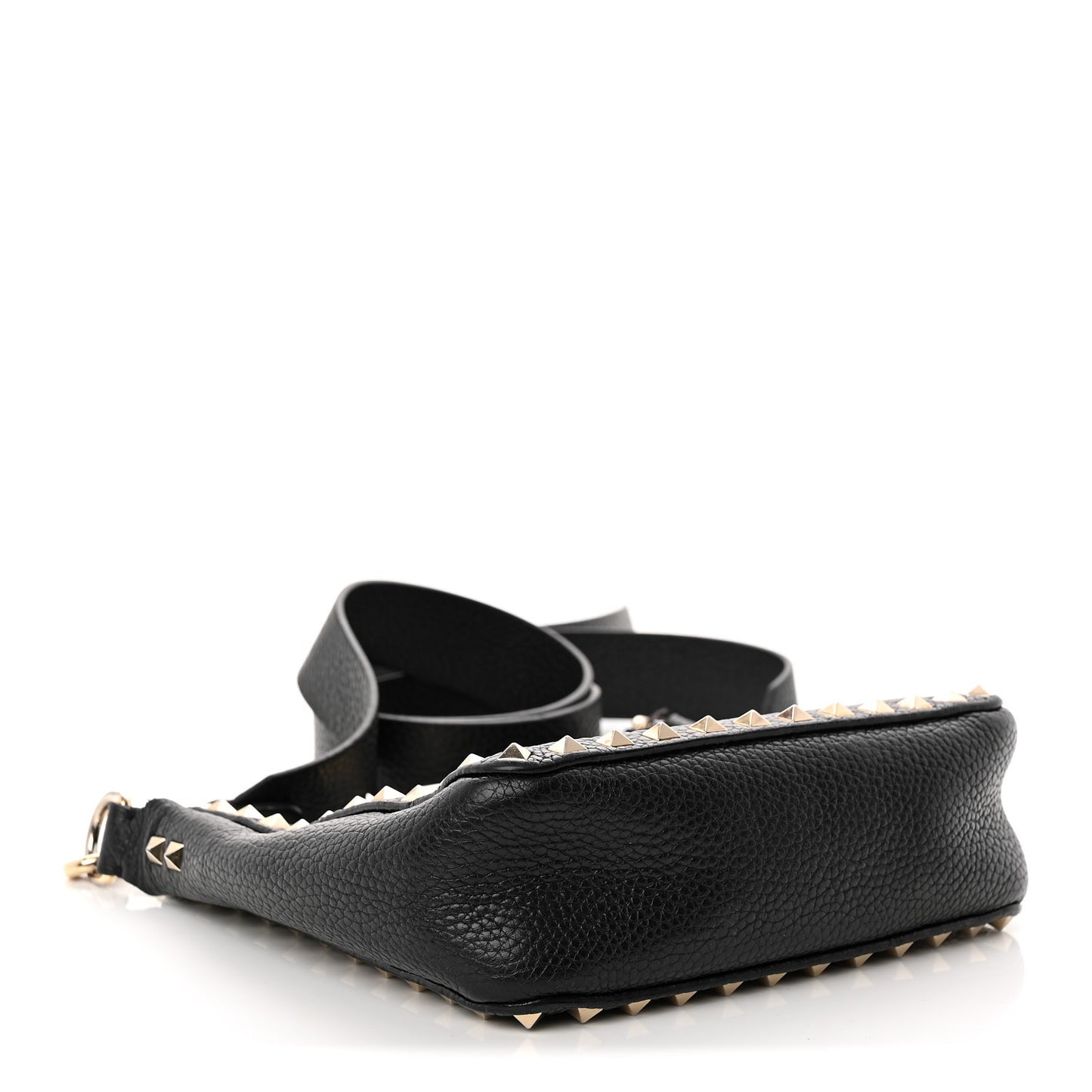 Pebbled Calfskin Mini Rockstud Flip-Lock Messenger Bag Black