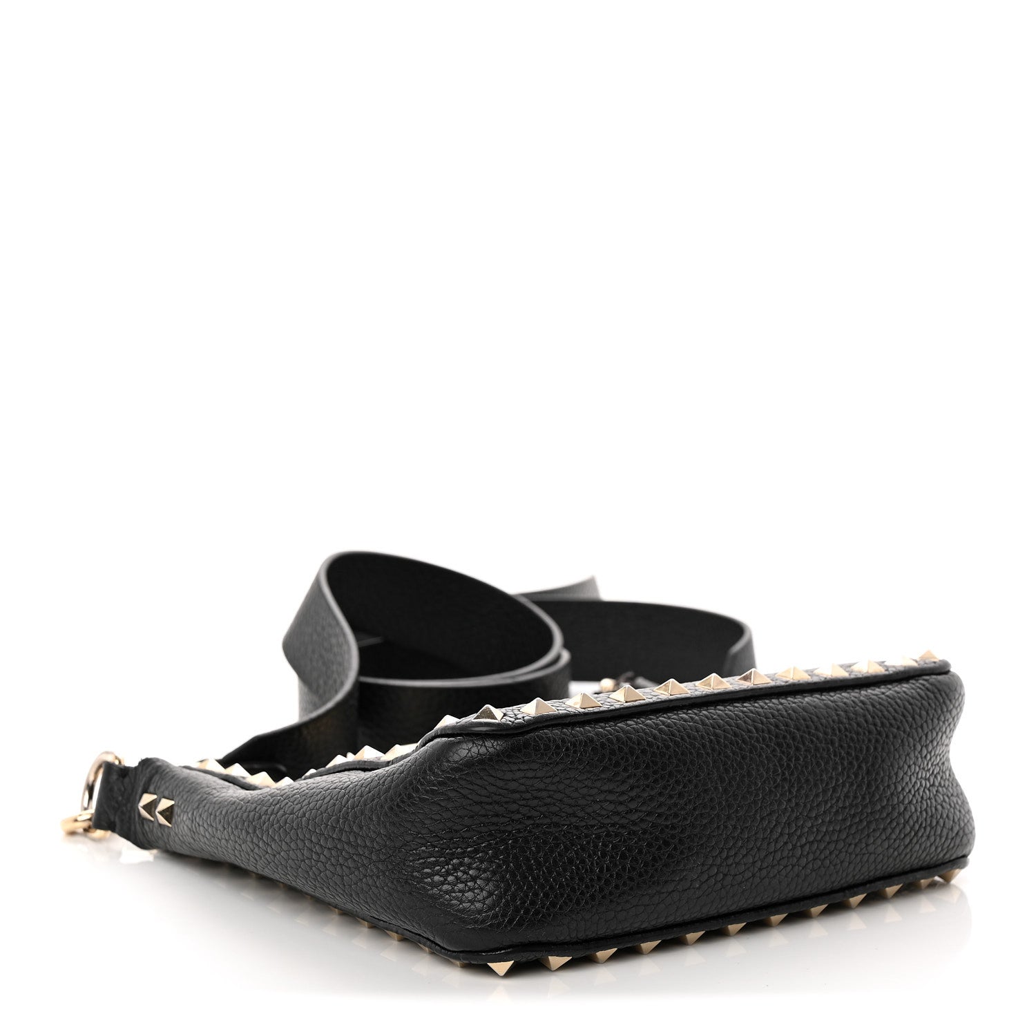 Valentino Garavani Pebbled Calfskin Mini Rockstud Flip-Lock Messenger Bag Black 4 of 13