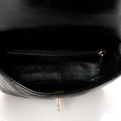 Chanel Shiny Lambskin Quilted Mini Coco Trip Flap Bag Black 9 of 19