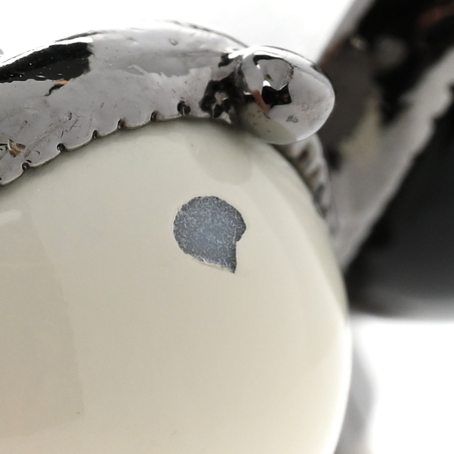 Gripoix Pearl CC Brooch Black White