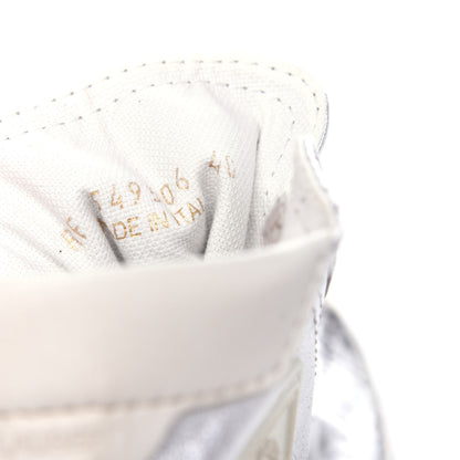 Saint Laurent Distressed Calfskin Bedford Logo-Appliqued Hightop Sneakers 40 Argento Cream White 10 of 11