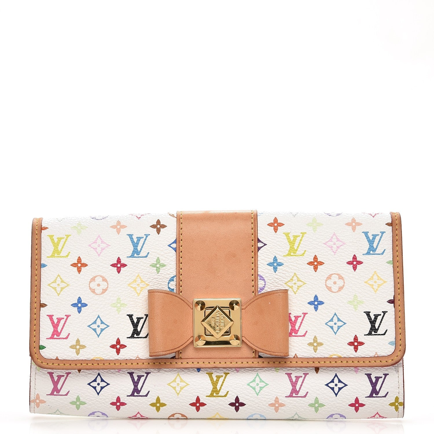 Louis Vuitton Monogram Multicolor Sarah Noeud Wallet White Litchi 1 of 7