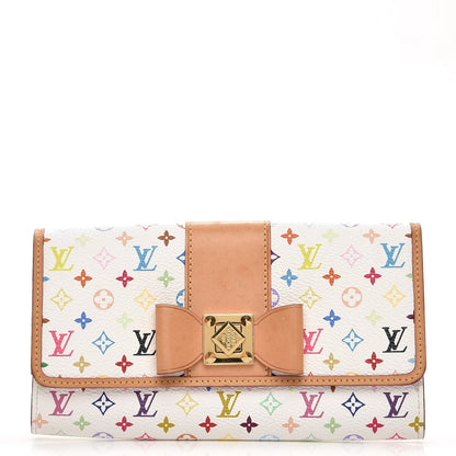Louis Vuitton Monogram Multicolor Sarah Noeud Wallet White Litchi 1 of 7