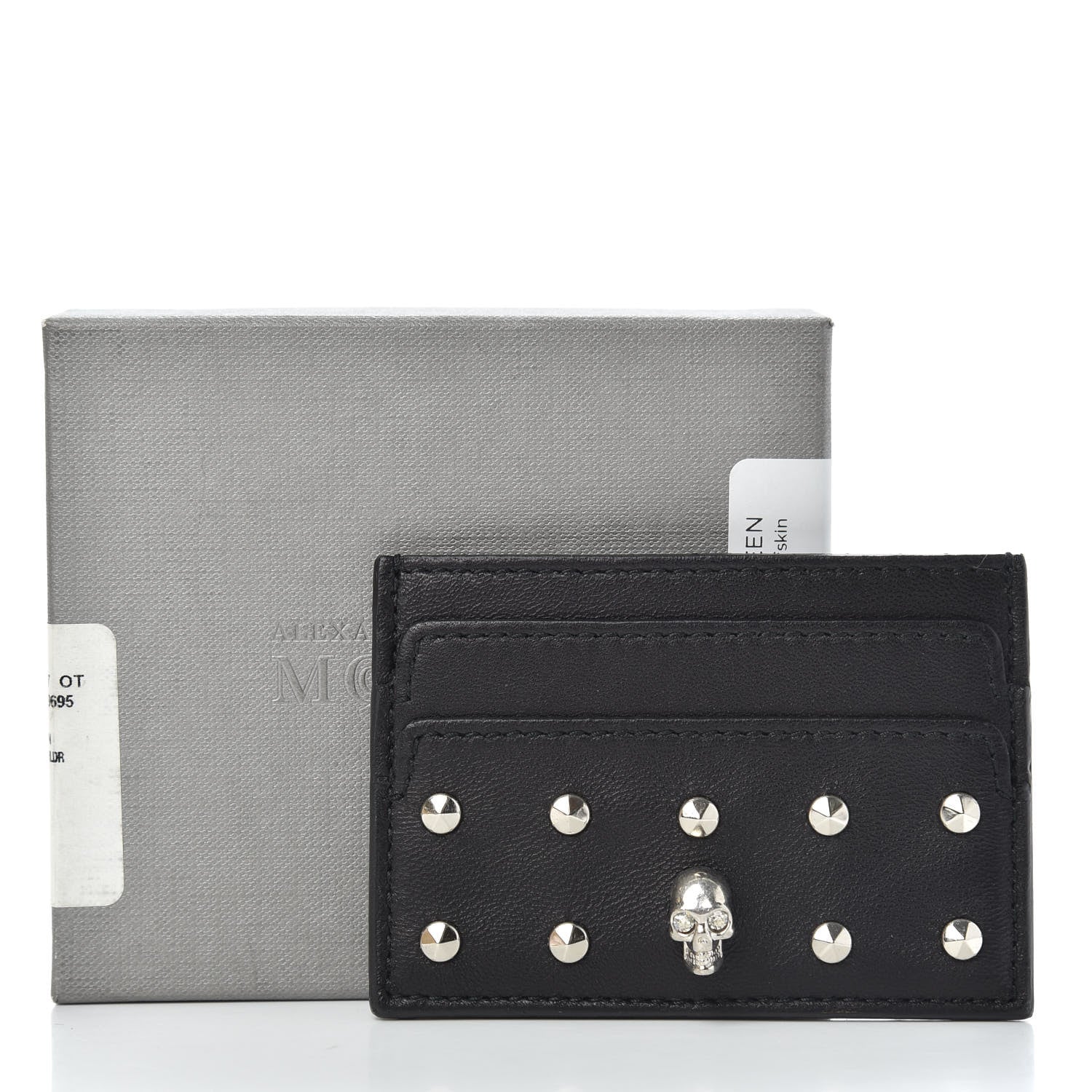 Alexander McQueen Calfskin Studded Skull Card Holder Black 6 of 6