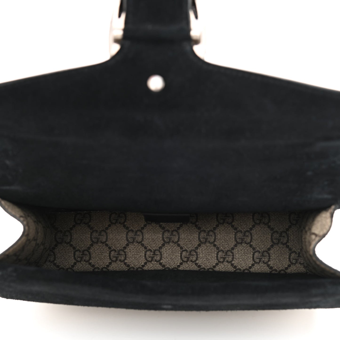 GG Supreme Monogram Suede Crystal Small Dionysus Shoulder Bag Beige Ebony Black