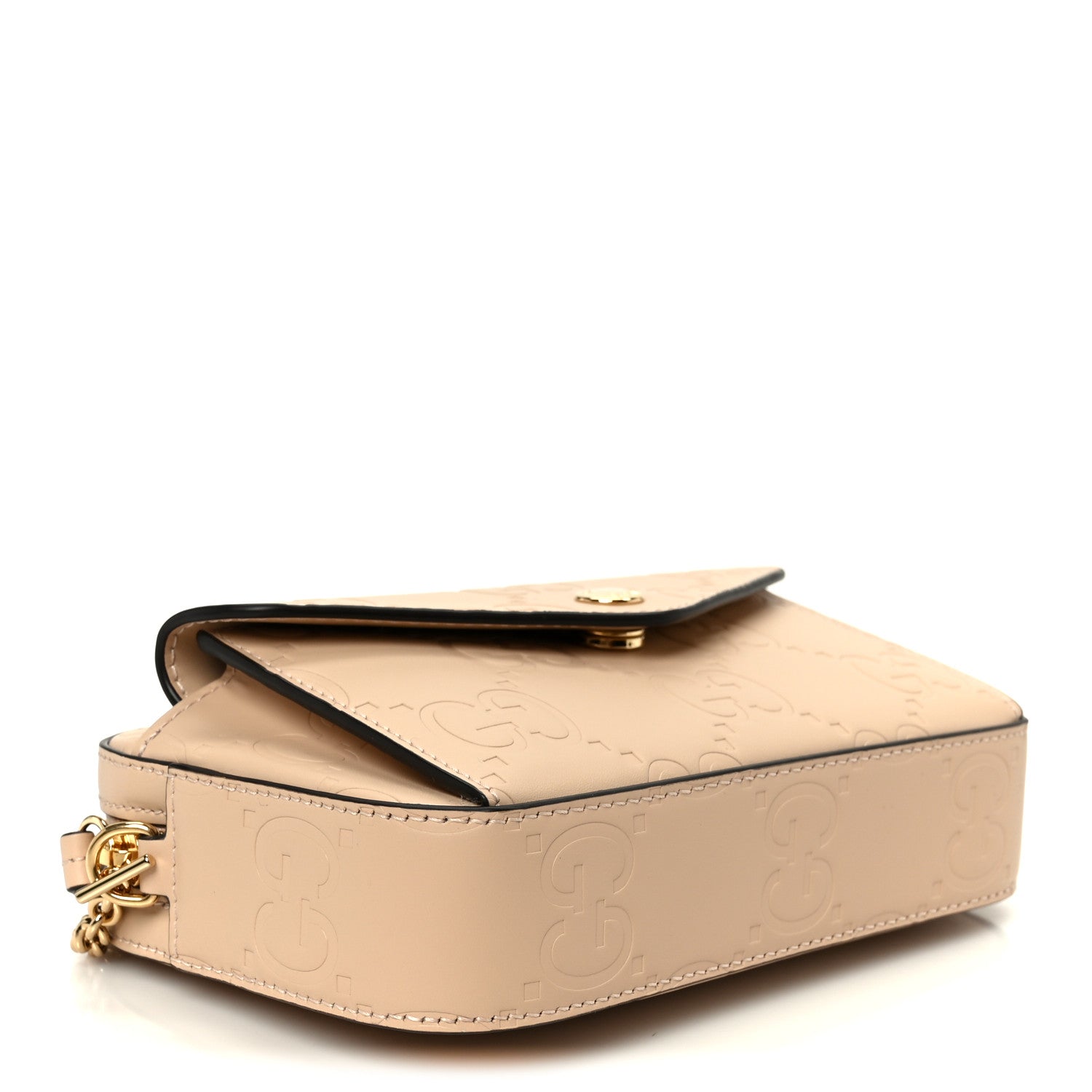 Gucci Calfskin GG Super Mini Debossed Chain Wallet Light Beige 4 of 10