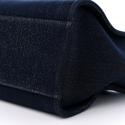 Chanel Lurex Canvas Medium Deauville Tote Navy Blue Gold 9 of 10