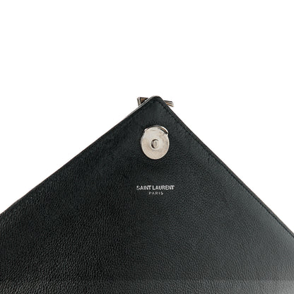 Saint Laurent Sheepskin Matelasse Chevron Monogram Large College Satchel Black 6 of 12