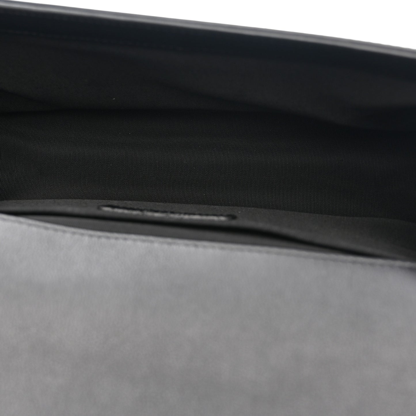 Patent Calfskin Quilted Medium Plexiglass Boy Flap Black