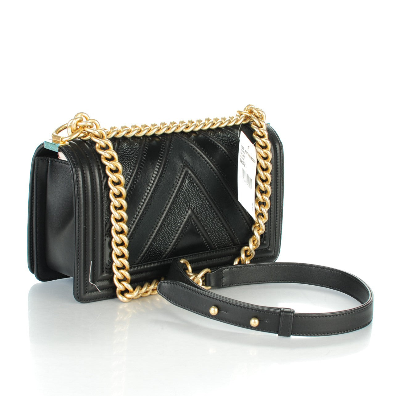 Chanel Caviar Suede Calfskin Chevron Medium Boy Flap Black 3 of 7