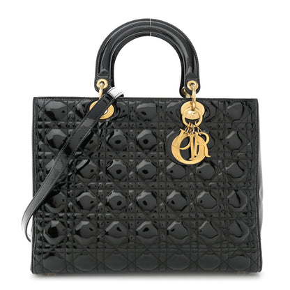 Christian Dior Patent Cannage Large Lady Dior Black 1 of 10
