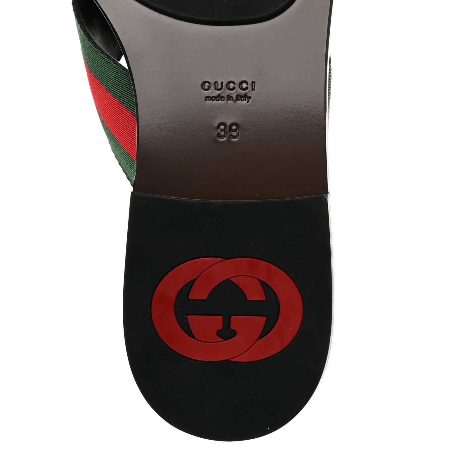 Gucci Nylon Calfskin Web GG Monogram Womens Thong Sandals 39 Green Red Cocoa 5 of 8