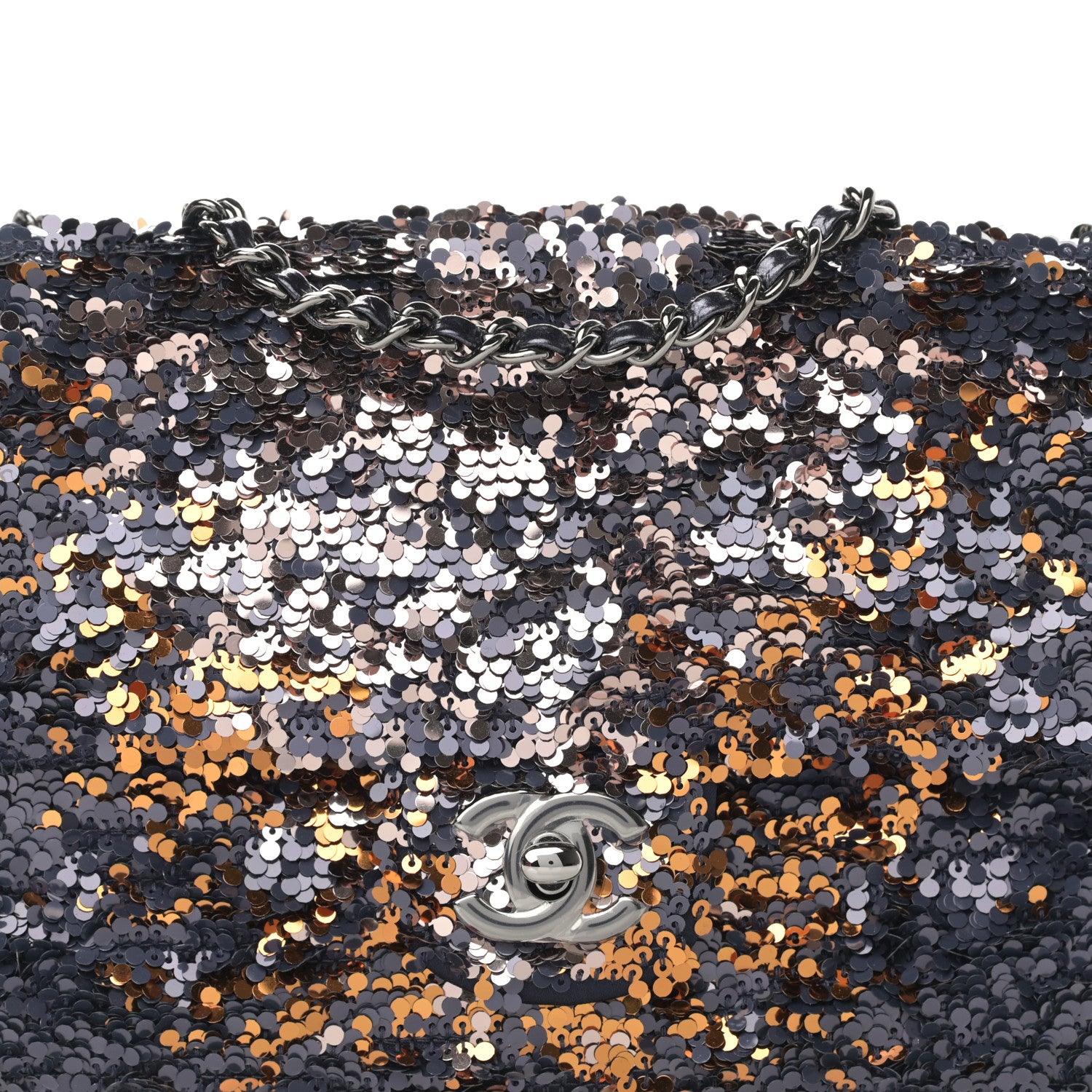 Chanel Sequin Mini Rectangular Flap Blue Gold 8 of 11