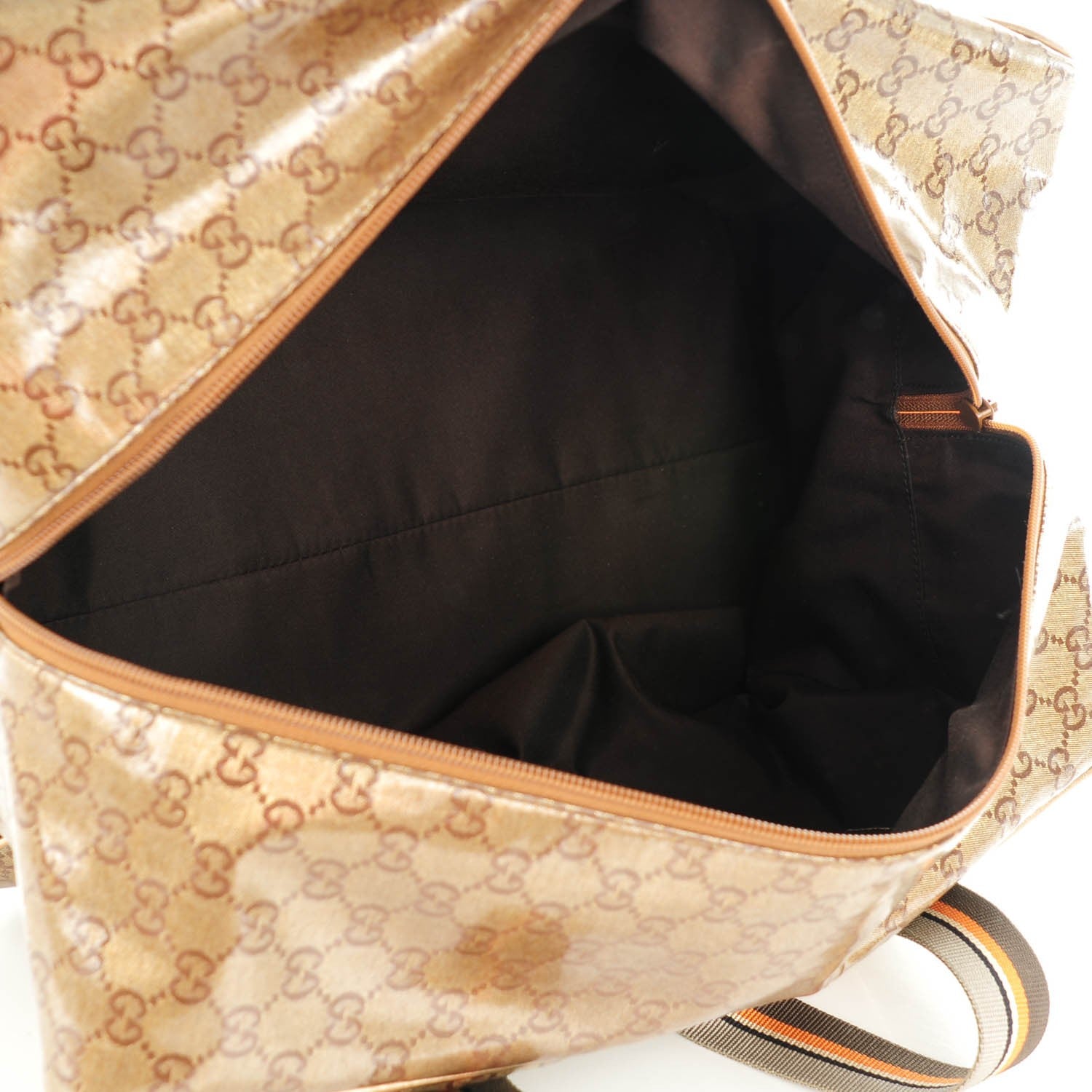 Gucci Crystal Monogram Web Medium Collapsible Carry On Duffle Bronze 5 of 7