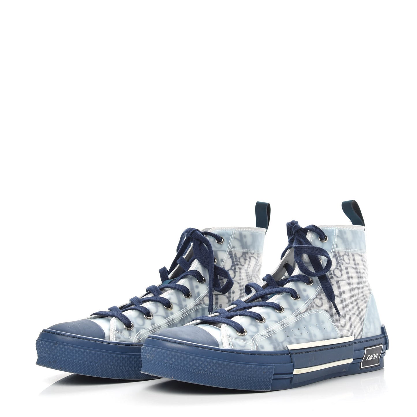 Technical Canvas Oblique Mens B23 High Top Sneakers 43 White Blue