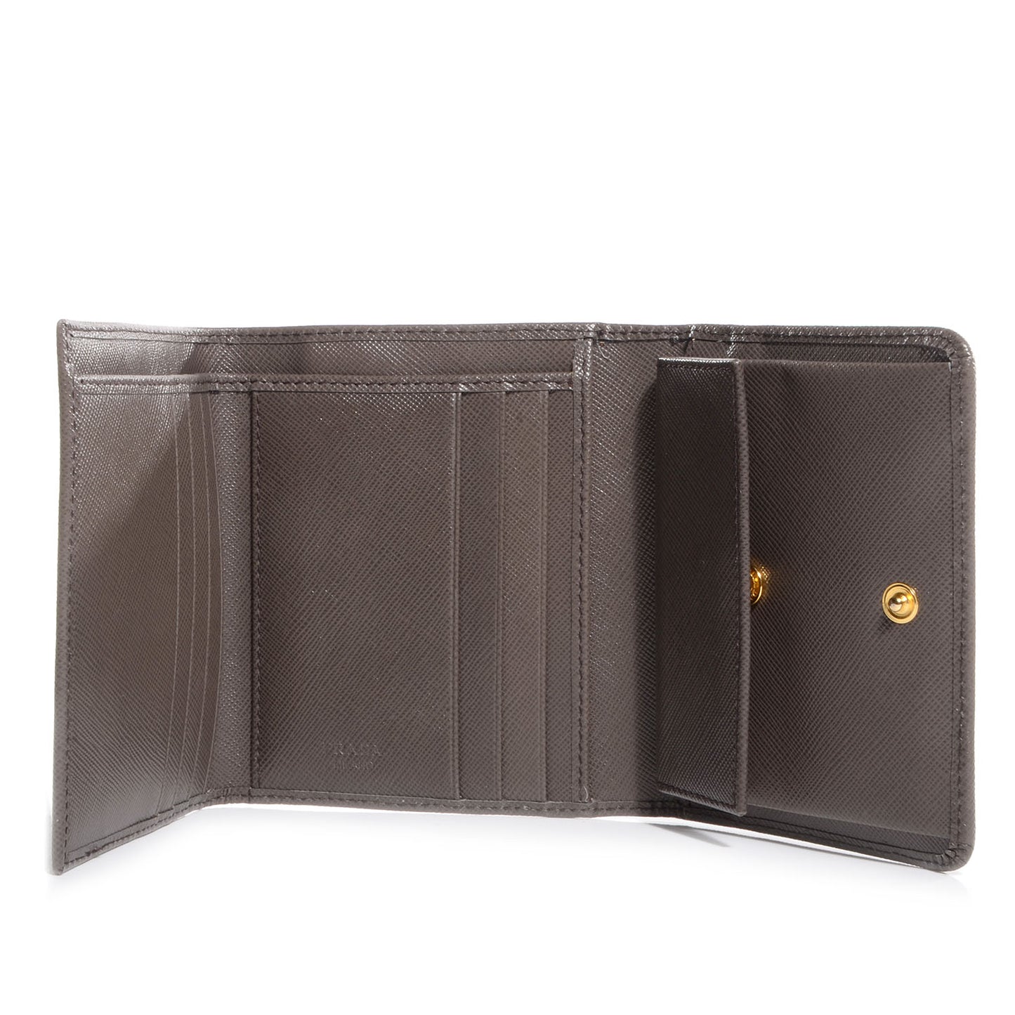Saffiano Metal Tri-Fold Wallet Grafite