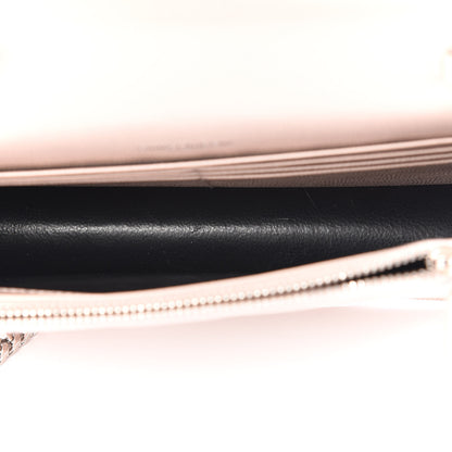 Saint Laurent Grain De Poudre Matelasse Chevron Monogram Envelope Chain Wallet Pale Pink 4 of 9