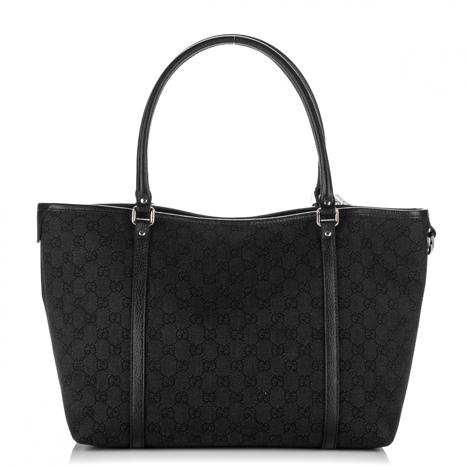 Gucci Denim Dollar Calfskin GG Monogram Medium Joy Tote Asfalto Black 1 of 7