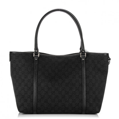 Gucci Denim Dollar Calfskin GG Monogram Medium Joy Tote Asfalto Black 1 of 7
