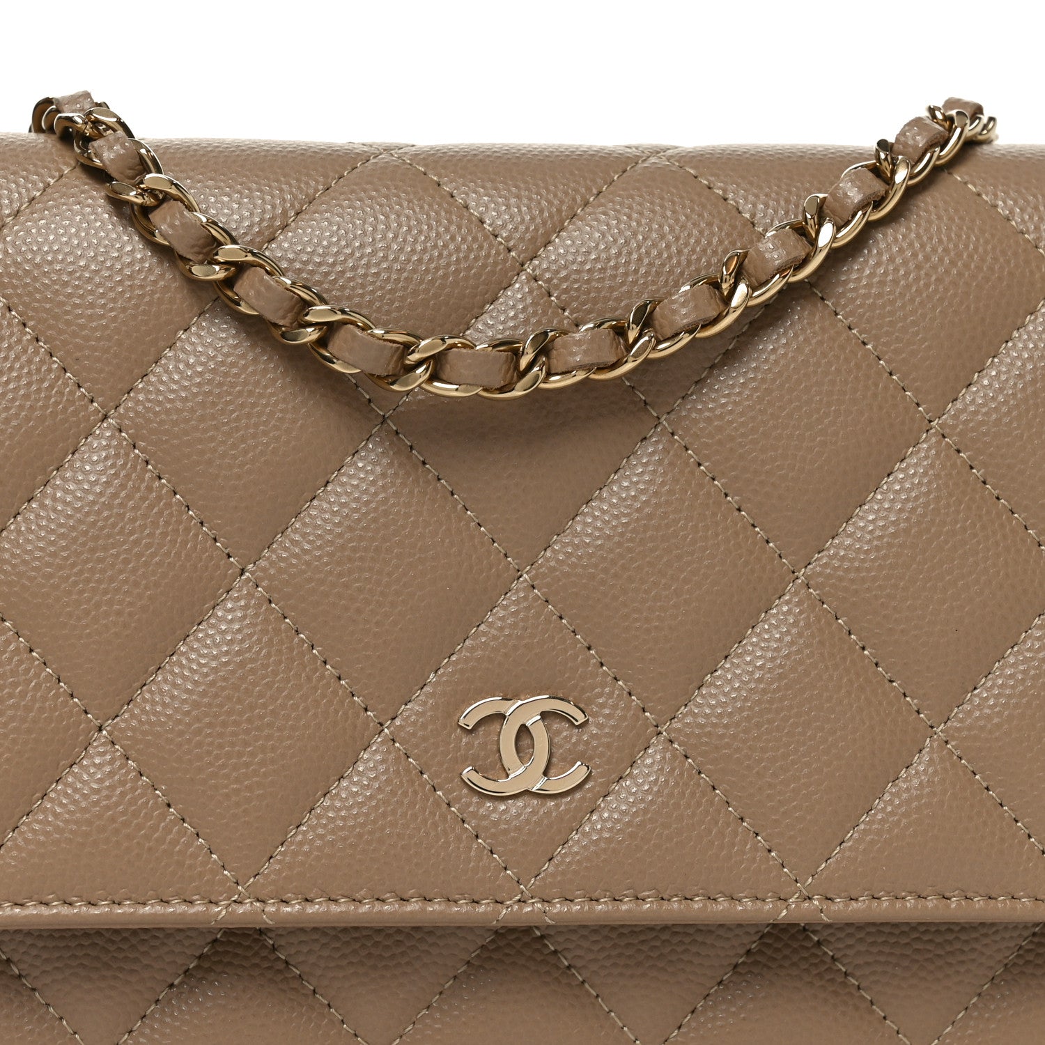 Chanel Caviar Quilted Wallet on Chain WOC Beige 9 of 12