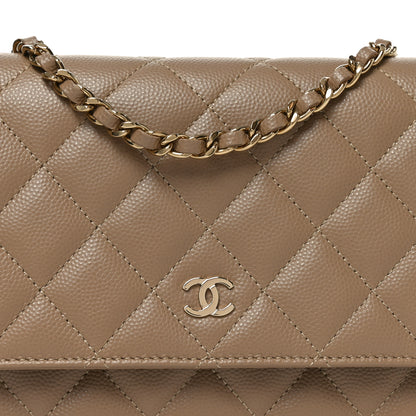 Chanel Caviar Quilted Wallet on Chain WOC Beige 9 of 12